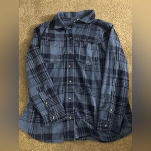 Time & Tru Fleece Navy Blue Plaid Flannel